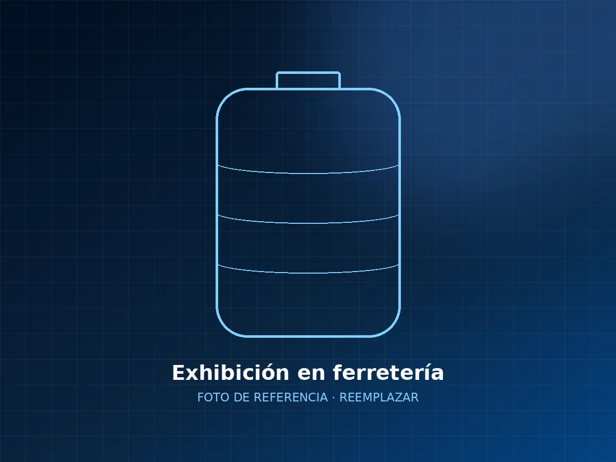 Exhibición de tinacos Titán en patio de ferretería